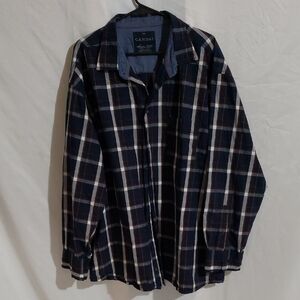 Canada Plaid Button-Up Shirt - Red Blue and White